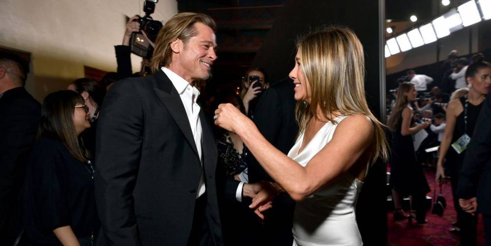 Brad Pitt and Jennifer Aniston Have a Backstage Reunion at the 2020 SAG Awards - www.harpersbazaar.com