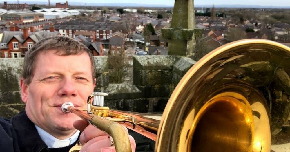 Vicar plays trumpet hymn on a Leigh church rooftop to cheer up worshippers amid the coronavirus outbreak - www.manchestereveningnews.co.uk - Italy