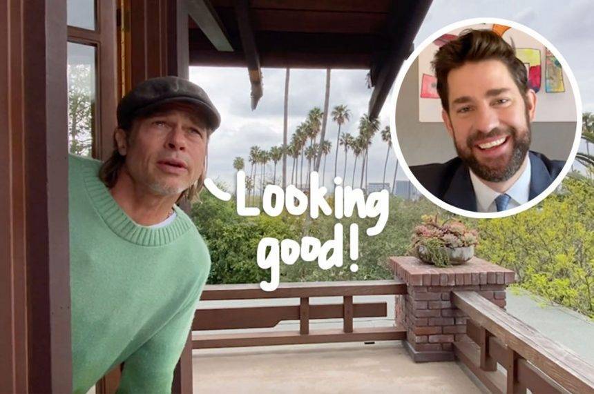 Brad Pitt Plays Weatherman In Hilarious Cameo For John Krasinski’s Some Good News Show! - perezhilton.com