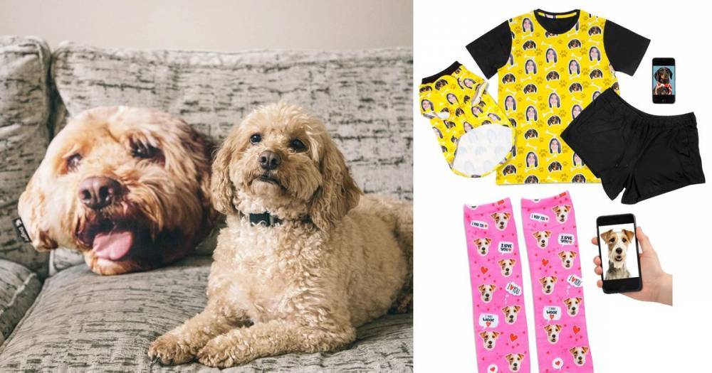 You can now get your dog's face on your loungewear, pyjamas and socks. And your dog can get a matching outfit too - www.ok.co.uk