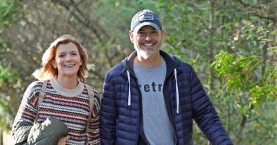 Coronation Street's Jane Danson and husband Robert Beck are all smiles as they hold hands on dog walk - www.ok.co.uk