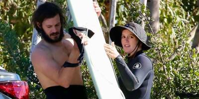 Adam Brody Goes Shirtless For Surfing Date With Wife Leighton Meester - www.justjared.com - Malibu