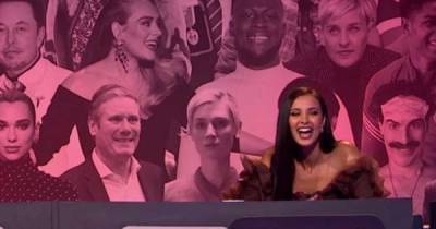 Big Fat Quiz of the Year: Maya Jama seated in front of giant photo of Stormzy - www.msn.com