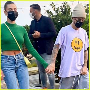 Hailey Bieber Looks Chic in Green Crop Top & Jeans at Dinner with Justin Bieber - www.justjared.com - Malibu