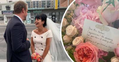 Lily Allen is gifted flowers from Dior after wedding to David Harbour - www.msn.com - Britain - USA