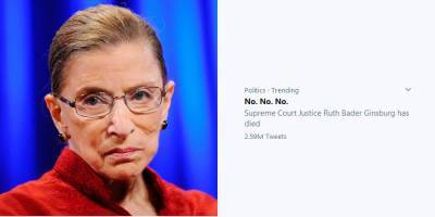 'No. No. No.' Trends on Twitter After Ruth Bader Ginsburg's Death - www.justjared.com - USA