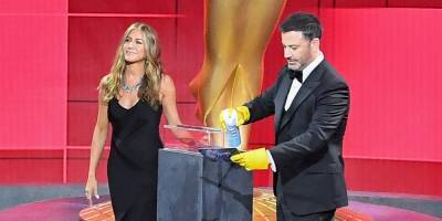 Jennifer Aniston Puts Out Fire On Stage After Presenting at Emmy Awards 2020 - www.justjared.com - Los Angeles