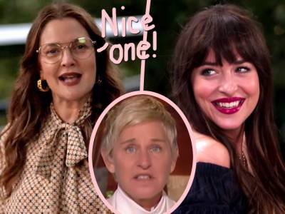 Watch Drew Barrymore & Dakota Johnson Share A MOMENT Over That Infamous Ellen Interview! - perezhilton.com