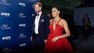 Meghan Markle Slays In Sexy High-Slit Red Dress With Prince Harry At Intrepid Museum — Photos - hollywoodlife.com - New York