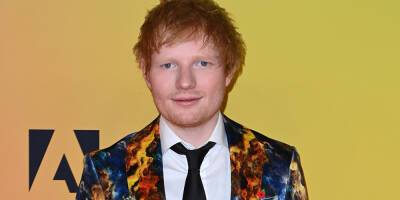 Ed Sheeran Wears a Multicolor Suit to the MTV EMAs 2021 - www.justjared.com - Hungary - city Budapest, Hungary