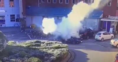 Shocking moment taxi explodes outside Liverpool hospital as driver miraculously escapes - www.manchestereveningnews.co.uk