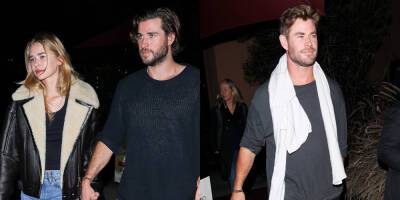 Liam Hemsworth & Girlfriend Gabriella Brooks Join His Brother Chris Hemsworth for Dinner - www.justjared.com - Santa Monica