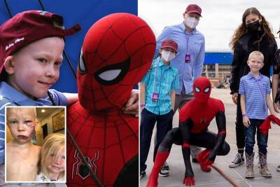 Tom Holland, ‘Spider-Man’ cast visit boy who saved sister from dog attack - nypost.com - Wyoming - county Cheyenne