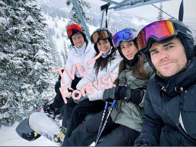 Vampire Diaries Reunion! Nina Dobrev & Paul Wesley Reunite For Couples Ski Trip - perezhilton.com - Wyoming
