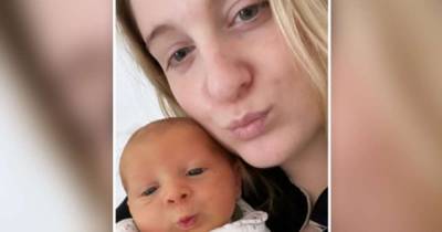 Meghan Trainor and newborn son pucker up their lips together in photo - www.msn.com