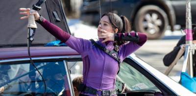 Hailee Steinfeld Takes Aim with Her Bow & Arrow on 'Hawkeye' Set - www.justjared.com
