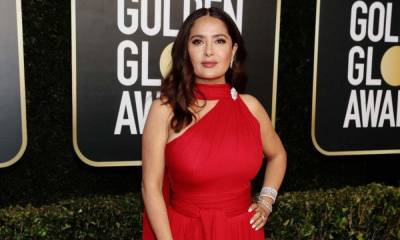 Salma Hayek steals the show in an Alexander McQueen red gown at 2021 Golden Globe Awards - us.hola.com