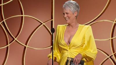 Jamie Lee Curtis Jokes About Her Plunging Golden Globes Gown: My Cleavage Is ‘Back In The Stable’ - hollywoodlife.com