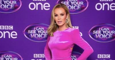 Amanda Holden flaunts her sun-kissed legs in a pink mini dress for music game show I Can See Your Voice - www.ok.co.uk