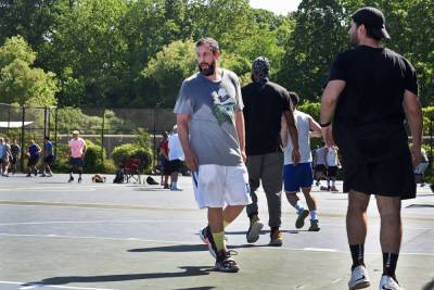 Adam Sandler ‘having fun’ but takes no shots in Long Island pick-up basketball game - nypost.com - city Sandler - county Long - city Sandman
