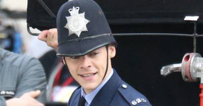 Harry Styles gets into character as he kicks off filming for fifties LGBT drama My Policeman in Brighton - www.ok.co.uk - city Brighton