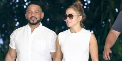 Jennifer Lopez Bares Abs While Out To Lunch With Manager Benny Medina in Miami - www.justjared.com - Miami - Florida - county Medina