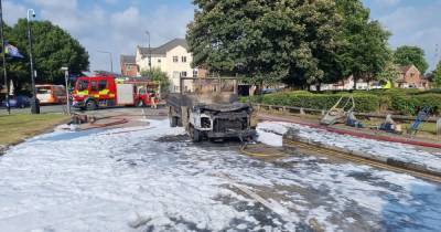 Person in hospital with burn injuries after lorry went up in flames in front of horrified drivers - www.manchestereveningnews.co.uk - Manchester - county Person