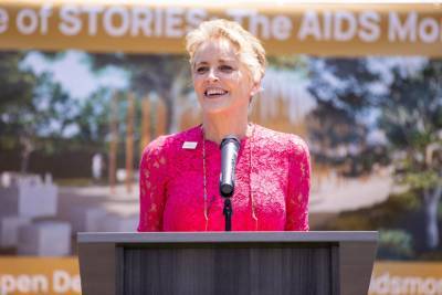 Sharon Stone Delivers Emotional Speech At AIDS Monument Groundbreaking In West Hollywood - etcanada.com - USA - Hollywood - county Stone