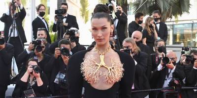 Bella Hadid Stuns With Incredible Gold-Dipped Lungs Look at Cannes Film Festival 2021 - www.justjared.com - France