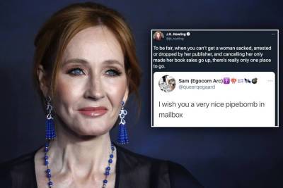 J.K. Rowling responds to Twitter pipe bomb death threat - nypost.com