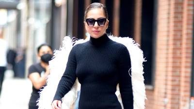 Lady Gaga Looks Angelic In An LBD, Fluffy White Wings Her Massive Platform Boots - hollywoodlife.com - New York