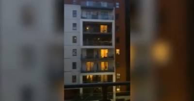 Brilliant moment England fans scream out in celebration from Manchester tower block balconies after Euro 2020 semi-final - www.manchestereveningnews.co.uk - Manchester - Denmark