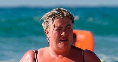 Gemma Collins flaunts three stone weight loss in colourful beach dress while bodyboarding in Cornwall - www.ok.co.uk - Britain