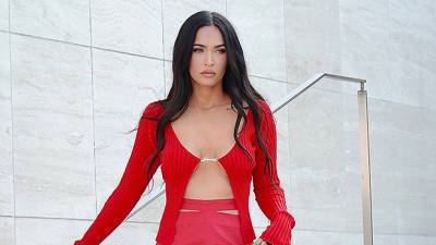 Megan Fox Is Red Hot In Open Cardigan With Nothing Underneath Matching Skirt Leaving Photoshoot - hollywoodlife.com - California