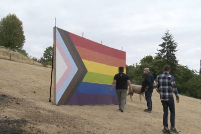 Oregon couple builds huge plywood Pride flag to counter local school board’s ban on LGBTQ symbols - www.metroweekly.com - city Sandy - state Oregon - city Portland