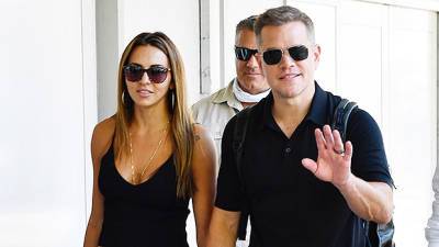 Matt Damon’s Wife Luciana Barroso Sizzles In Black Tank Top As They Hold Hands Leaving Venice - hollywoodlife.com - Italy