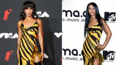Bretman Rock Wore Aaliyah's 2001 Roberto Cavalli Dress to the 2021 MTV VMAs - www.etonline.com