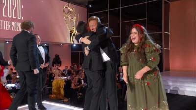 Emmys 2021: Conan O'Brien Crashes the Stage During Stephen Colbert's Win - www.etonline.com
