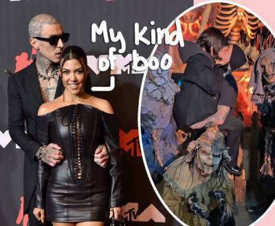 Kourtney Kardashian & Travis Barker Can't Stop Making Out Even Surrounded By Monsters At Knott's Scary Farm! - perezhilton.com
