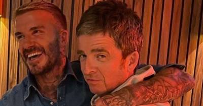 David Beckham makes cheeky dig at City fan Noel Gallagher as they cuddle after Oasis film - www.manchestereveningnews.co.uk - Manchester