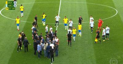 Brazil vs Argentina clash stopped after 10 minutes as police and health officials storm pitch - www.dailyrecord.co.uk - Britain - Brazil - Argentina