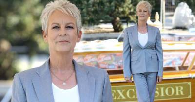 Jamie Lee Curtis, 62, cuts a stylish silhouette in a grey suit - www.msn.com