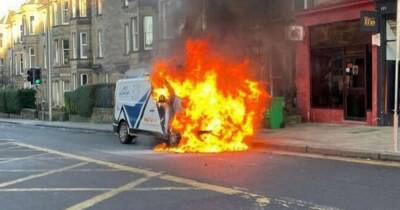 Van bursts into flames on Scots street as emergency services race to scene - www.dailyrecord.co.uk - Scotland