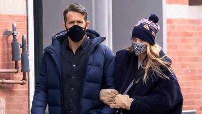 Ryan Reynolds Blake Lively Link Arms Twin In Matching Navy Coats While Out In NYC - hollywoodlife.com - New York