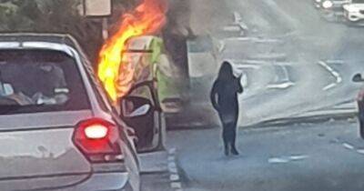 Vehicle bursts into flames on busy Glasgow road as emergency services rush to tackle blaze - www.dailyrecord.co.uk - Scotland