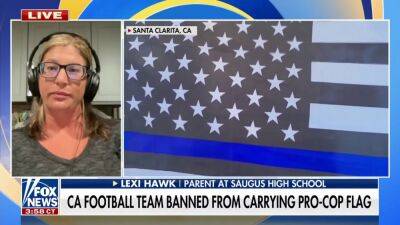 California school bans football team's pro-police flag 3 years after students were rescued from school shooter - www.foxnews.com - USA - California - city Santa Clarita