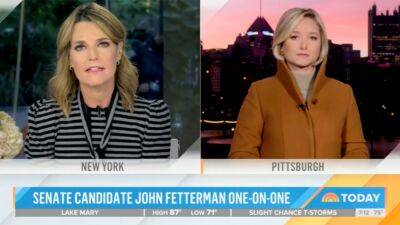 NBC's Savannah Guthrie questions own network's report on Fetterman's ability to understand - www.foxnews.com - USA - Pennsylvania - county Guthrie - city Pittsburgh, state Pennsylvania