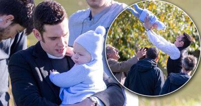 Grantchester's Tom Brittney spotted on set doting over adorable baby - www.msn.com - county Ritchie - Charlotte, county Ritchie