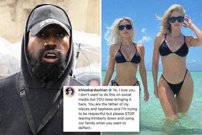 Khloe Kardashian tells Kanye to stop harassing Kim on Instagram - nypost.com - Chicago