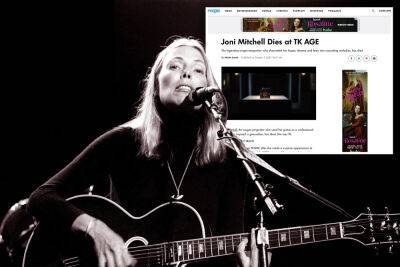 Joni Mitchell alive and ‘well’ after People magazine mistakenly posts obituary - nypost.com - state Rhode Island